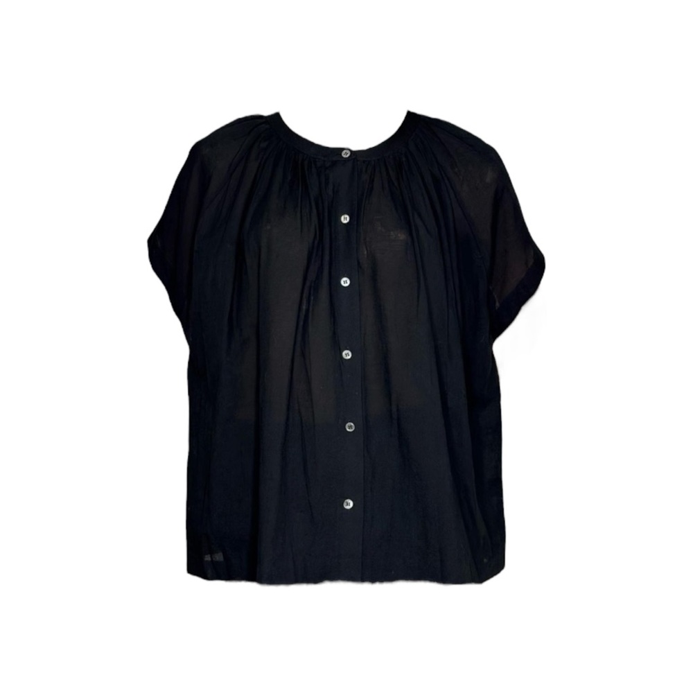 Women's JENNI KAYNE Willow Cotton Linen Blouse Black XL